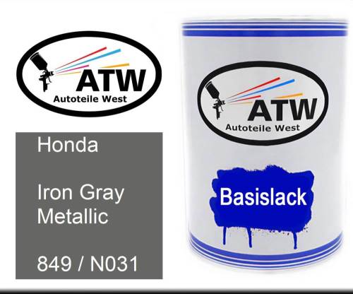 Honda, Iron Gray Metallic, 849 / N031: 500ml Lackdose, von ATW Autoteile West.